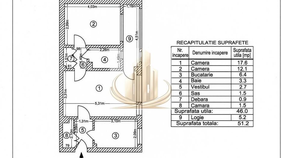 Apartament 2 camere  | 51 mp | Etaj 4/10 | bloc reabilitat - Poză 8