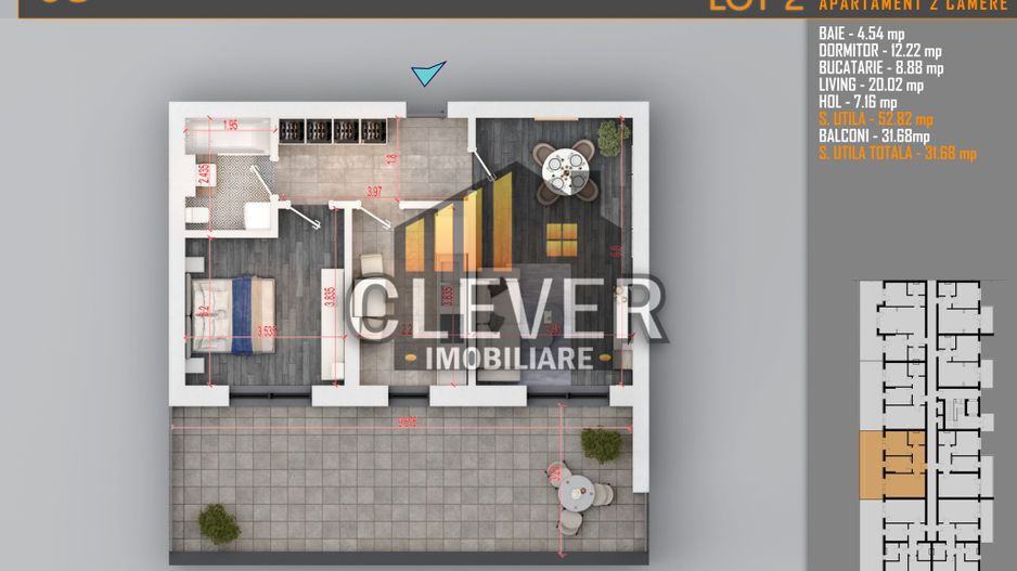 Apartament 2 Camere cu terasa de 33 mp și Comision 0%, Pallady - Poză 2