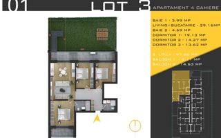 AP. 4 CAM.+ GRADINA IN PROIECT PREMIUM / BLOC P+3. PALLADY! - Poză 1