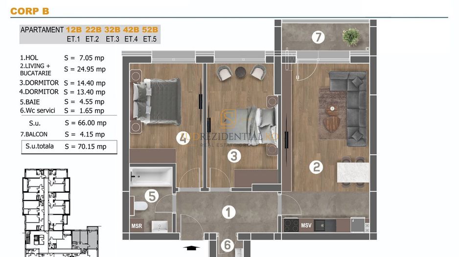Apartament nou in imobil premium - 3 camere, Metalurgiei – Comision 0! - Schiță 4