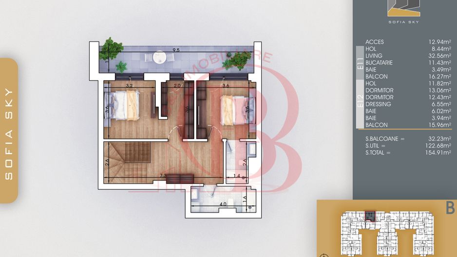 Theodor Pallady Duplex 3 camere la 7min metrou Nicolae Teclu - Schiță 2