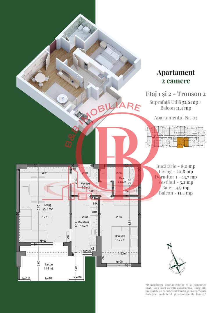 Th. Pallady | 2 Camere compartimentare practica | Metrou Teclu - Schiță 2