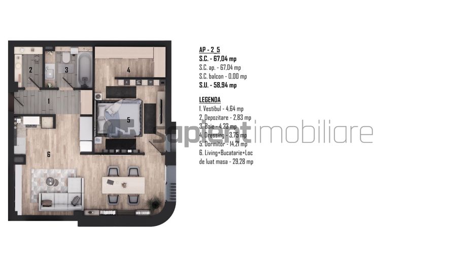 De vânzare apartament 2 camere, ultracentral, semifinisat - Poză 2