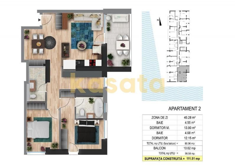 DE INCHIRIAT | APARTAMENT 4 CAMERE | BANEASA - SISESTI | BLOC NOU - Schiță 11