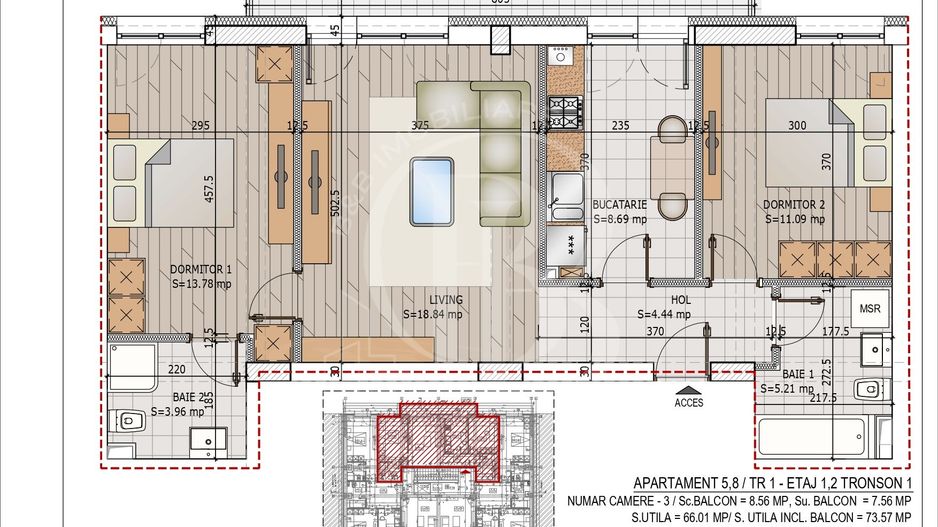 Apartament 3 camere Pallady | Pret Credit Ipotecar Avans 15% - Schiță 9