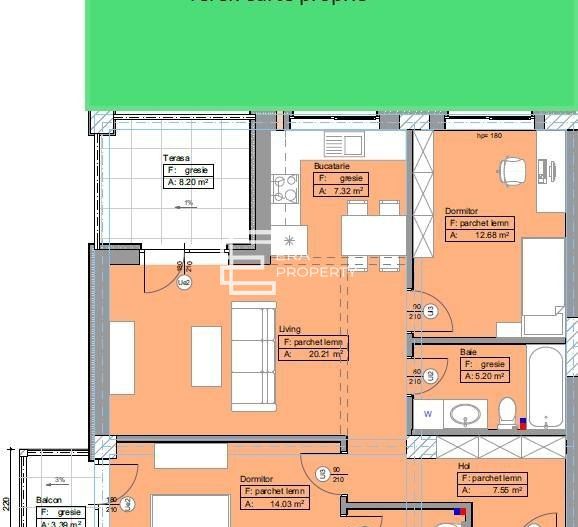 Apartament 3 camere, 71 mp,gradina 42 mp -  Selimbar - Schiță 13