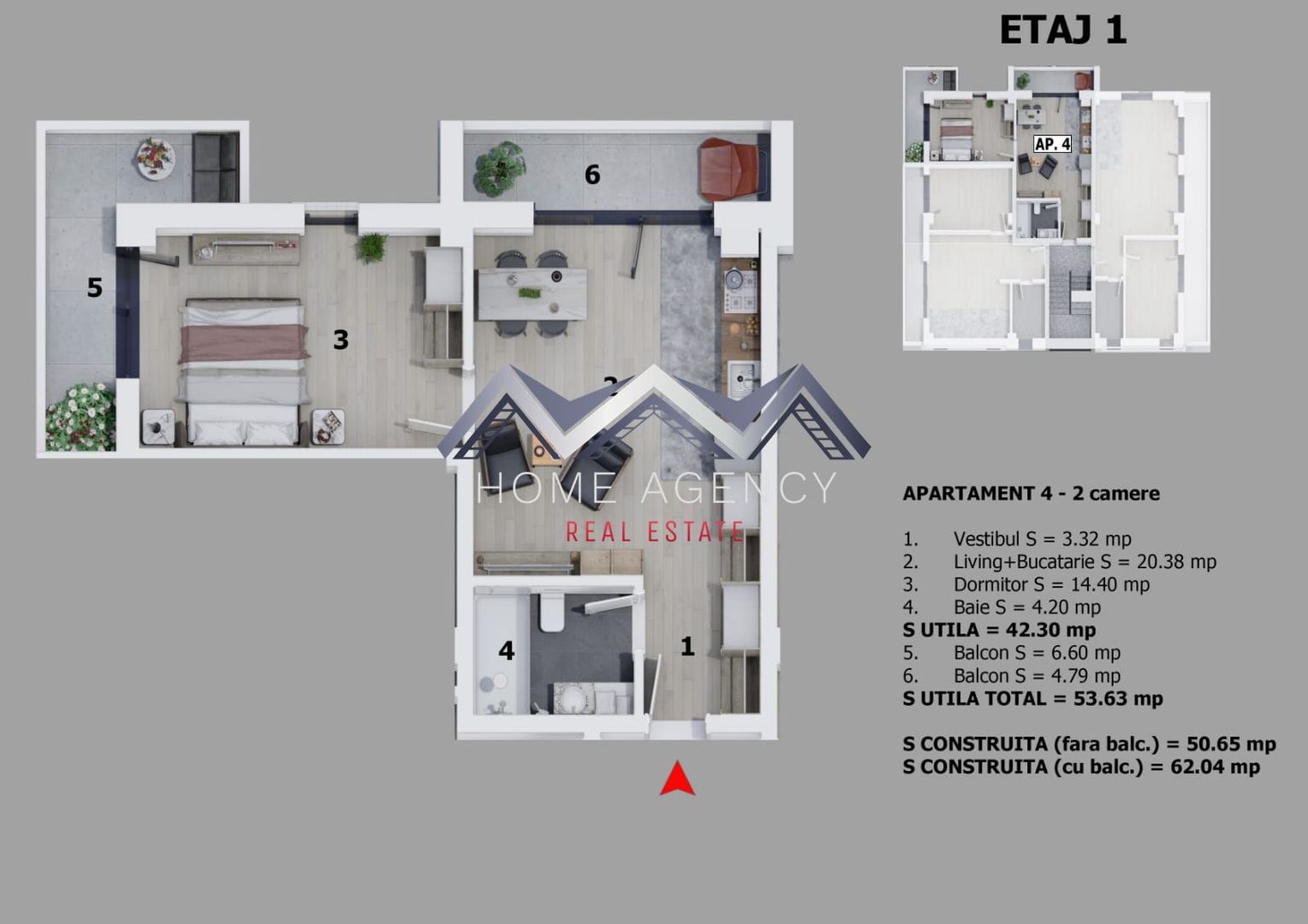 Apartament 2 camere | mobilat, utilat, parcare - Schiță 10