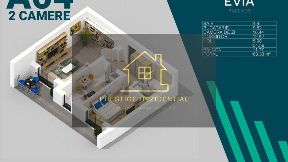 Apartament 2 Camere, PEMIUM,Smart Home,Incalz.pardoseala,PalladyMetrou - Poză 9