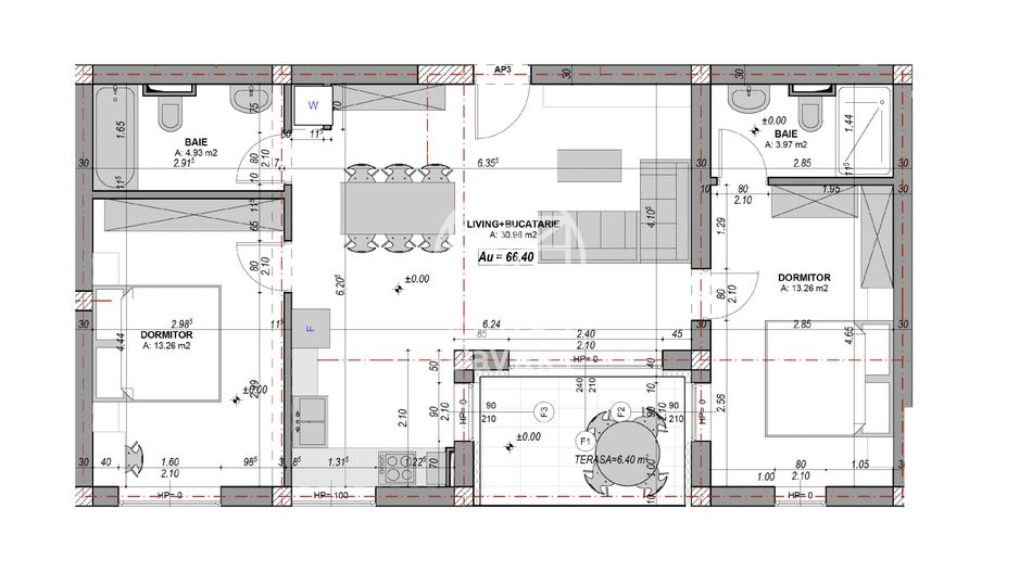 Apartament 3 camere -  66.4 mp, aer conditionat (LOG-GAL-ap.8) - Poză 2