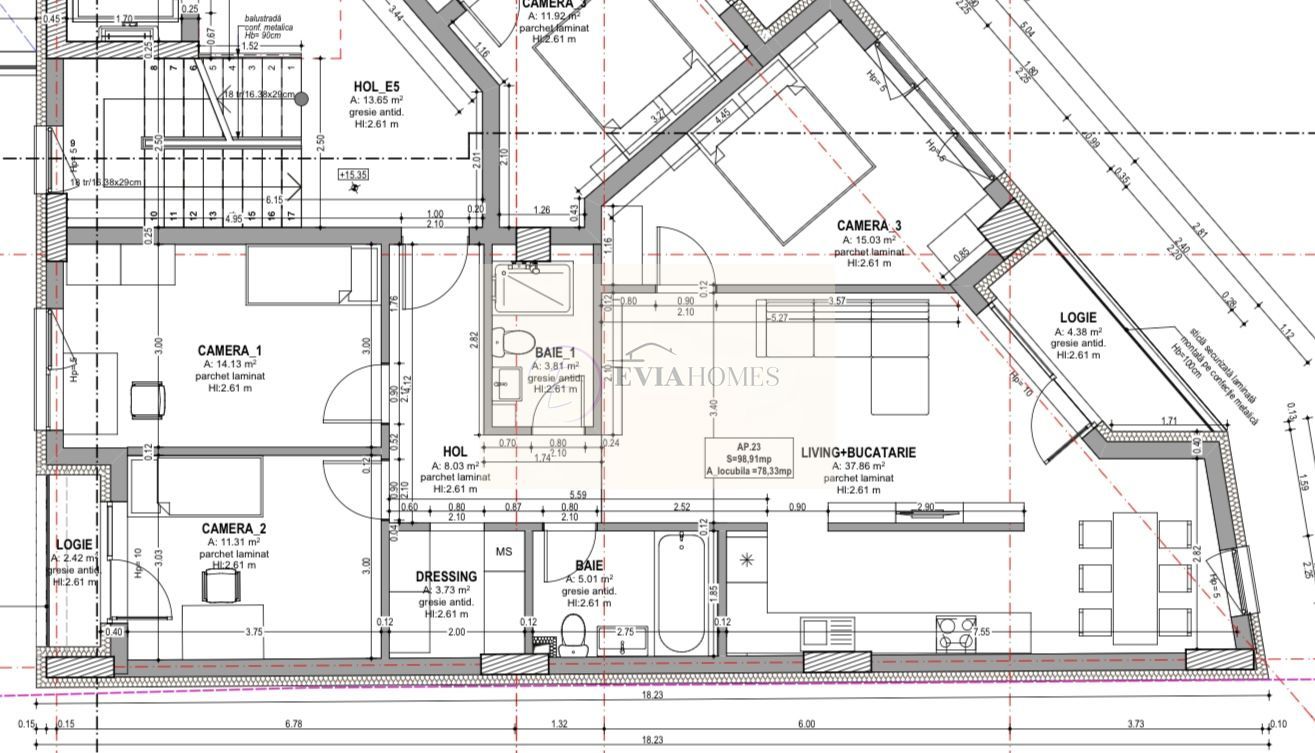 4 camere/ bloc nou / 99 mp utili/zona strazii Traian/TVA inclus - Poză 2