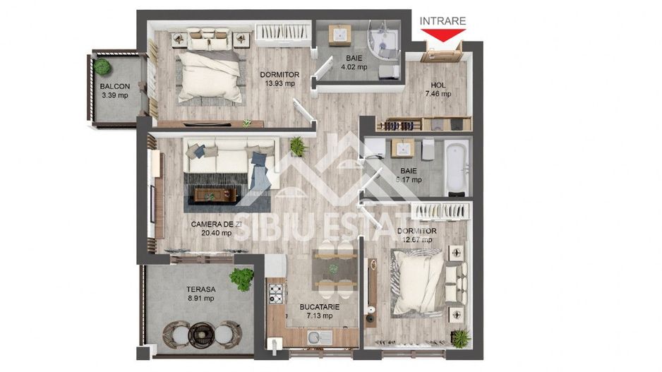 Apartament cu 3 camere cu gradina,intabulat Selimbar - Poză 8