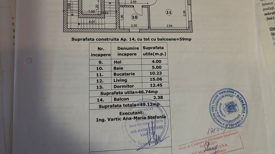 APARTAMENT 2 CAMERE | TERASA 73MP | METROU 1MAI - Schiță 7