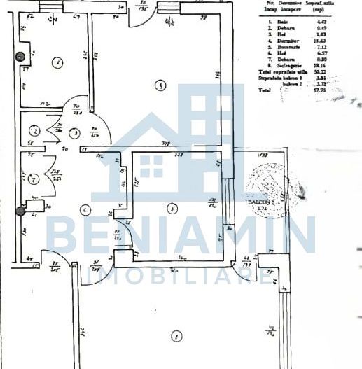 Apartament-Doua-Camere-Decomandat-1Mai-Etaj 2 - Schiță 2