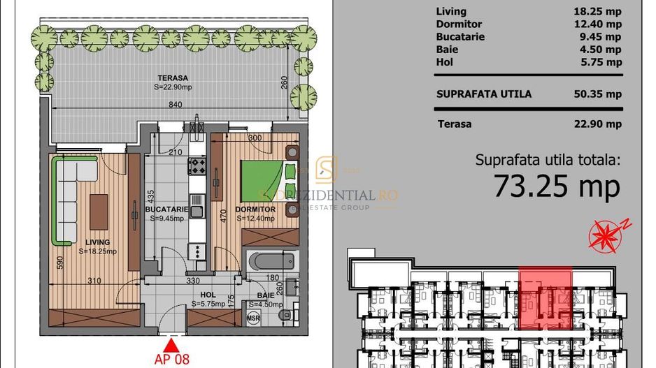 Apartament 2 camere cu terasa in Sector 4 - PRET PROMOTIONAL - Schiță 4