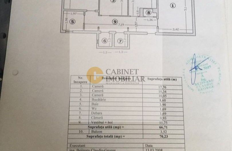 3 Camere - 71MP | Decomandat | Reabilitat | 2 Bai | M Gorjului-9 min - Schiță 30