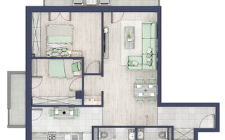 Apartament 3 camere | Balcoane 15.1 mp | Etaj 1 | Turnisor - Poză 1