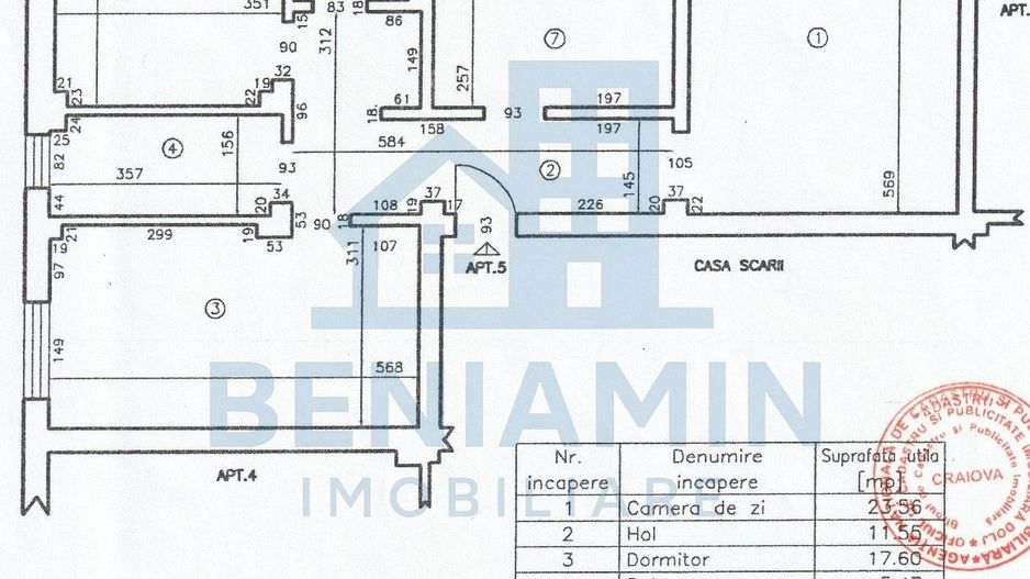 Apartament 3 camere decomandat etaj 1 an 2009 centrala - Schiță 11