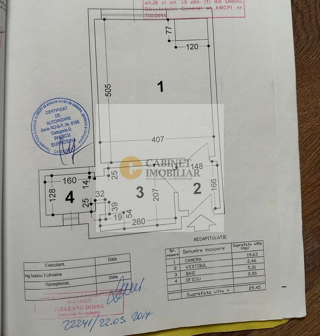 Studio | 30 mp | Etaj Intermediar | Centrală Bloc | A.S.E. - Schiță 7