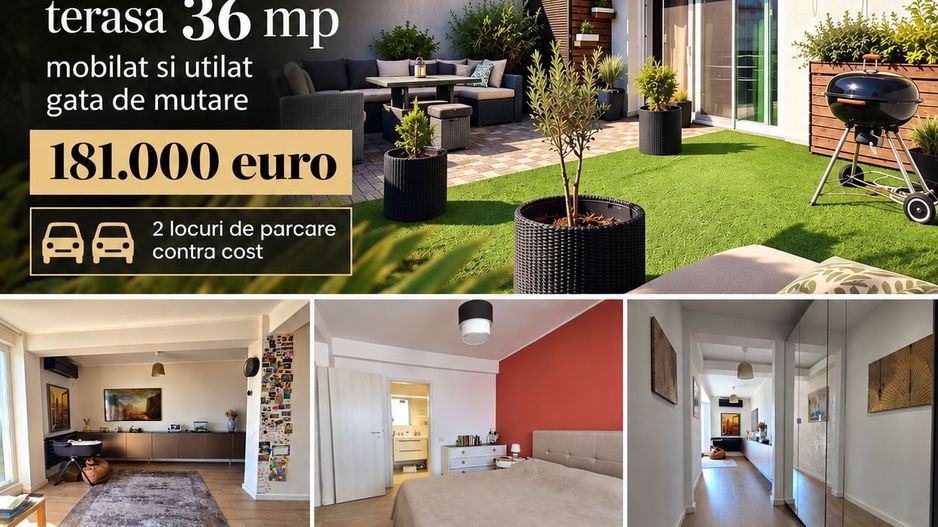 PENTHOUSE CU TERASĂ DE 36 MP | 3 CAMERE | MOBILAT ȘI UTILAT - Poză 1