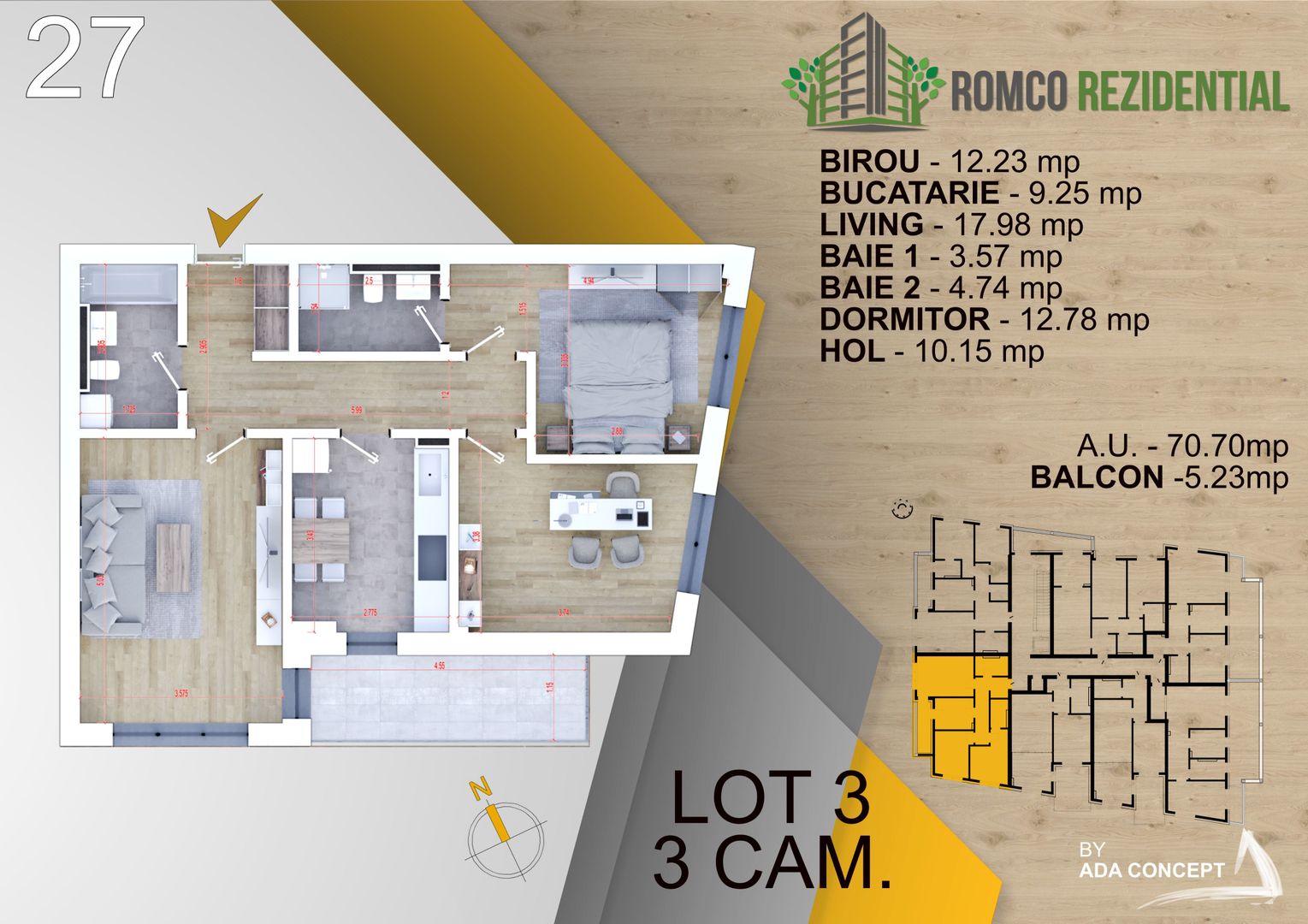 AP. 3CAM. BLOC P+3 FINALIZAT  / PANOURI FOTOVOLTAICE. ROMCO! - Poză 28