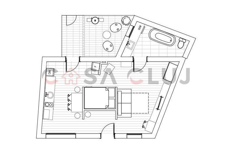 Studio langa Parcul Feroviarilor cu gradina proprie - Schiță 9