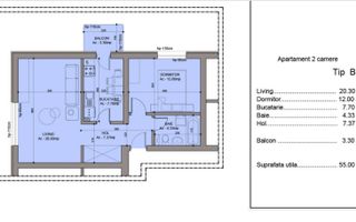 2 Camere | Regie Residence | Parcare Subterană Inclusa - Schiță 13
