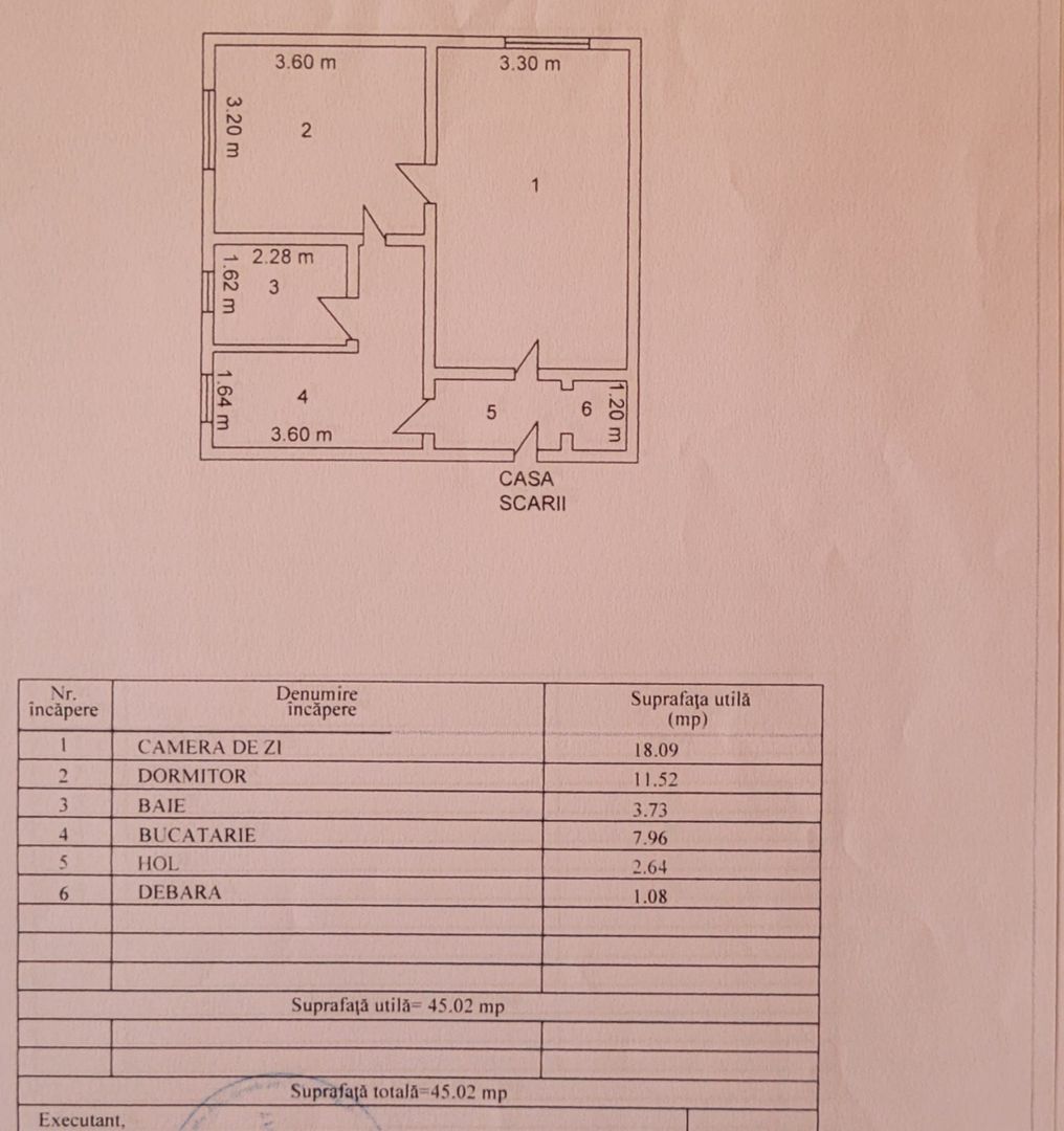 Apartament 2 camere, central, parter – Giurgiu - Schiță 7