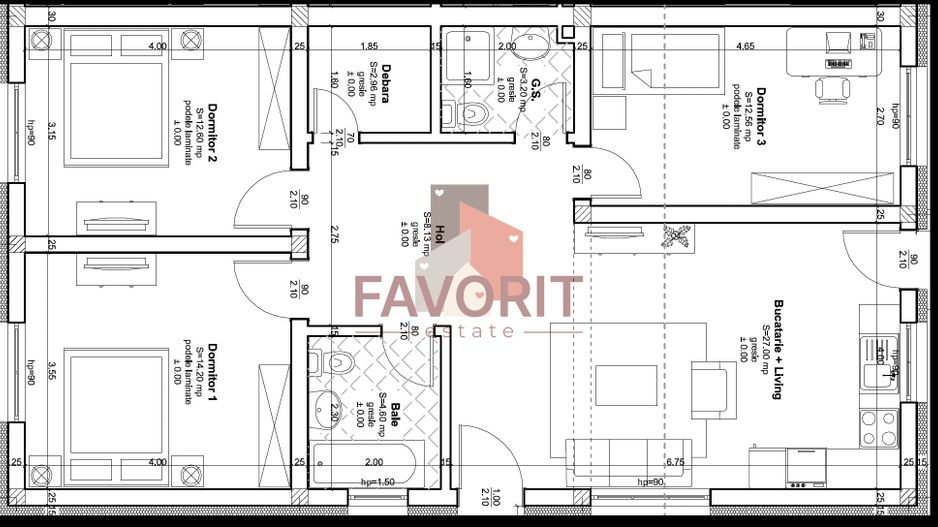 Duplex pe parter finisat la cheie. Zona Torontalului -Metro 2 . CF de Timisoara - Schiță 11