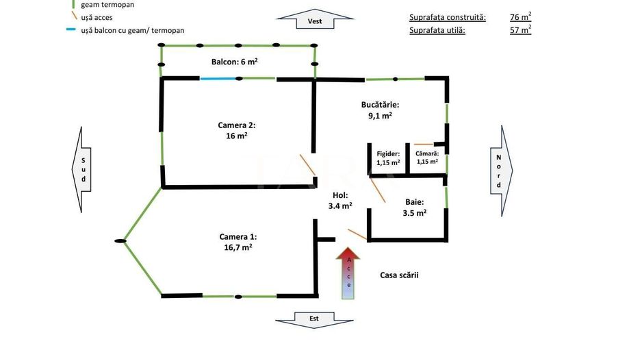Apartament cu 2 camere de vânzare într-o vilă, zona de case, Cluj. - Poză 1