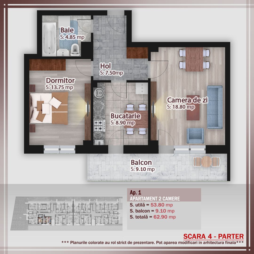 2 camere decomandat -oferta lansare proiect Pallady - Schiță 1