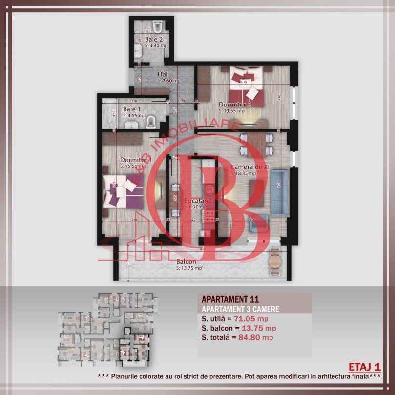3 camere -proiect nou- Metrou Nicolae Teclu - Schiță 10