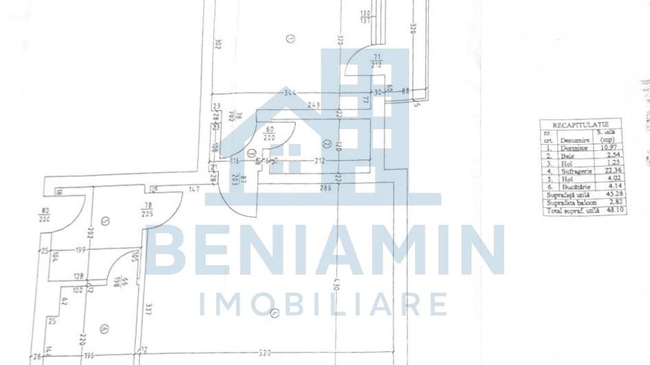 2 Camere - Etaj 3 - Centrala - AC - Mobilat - Utilat - 48mp - Schiță 8