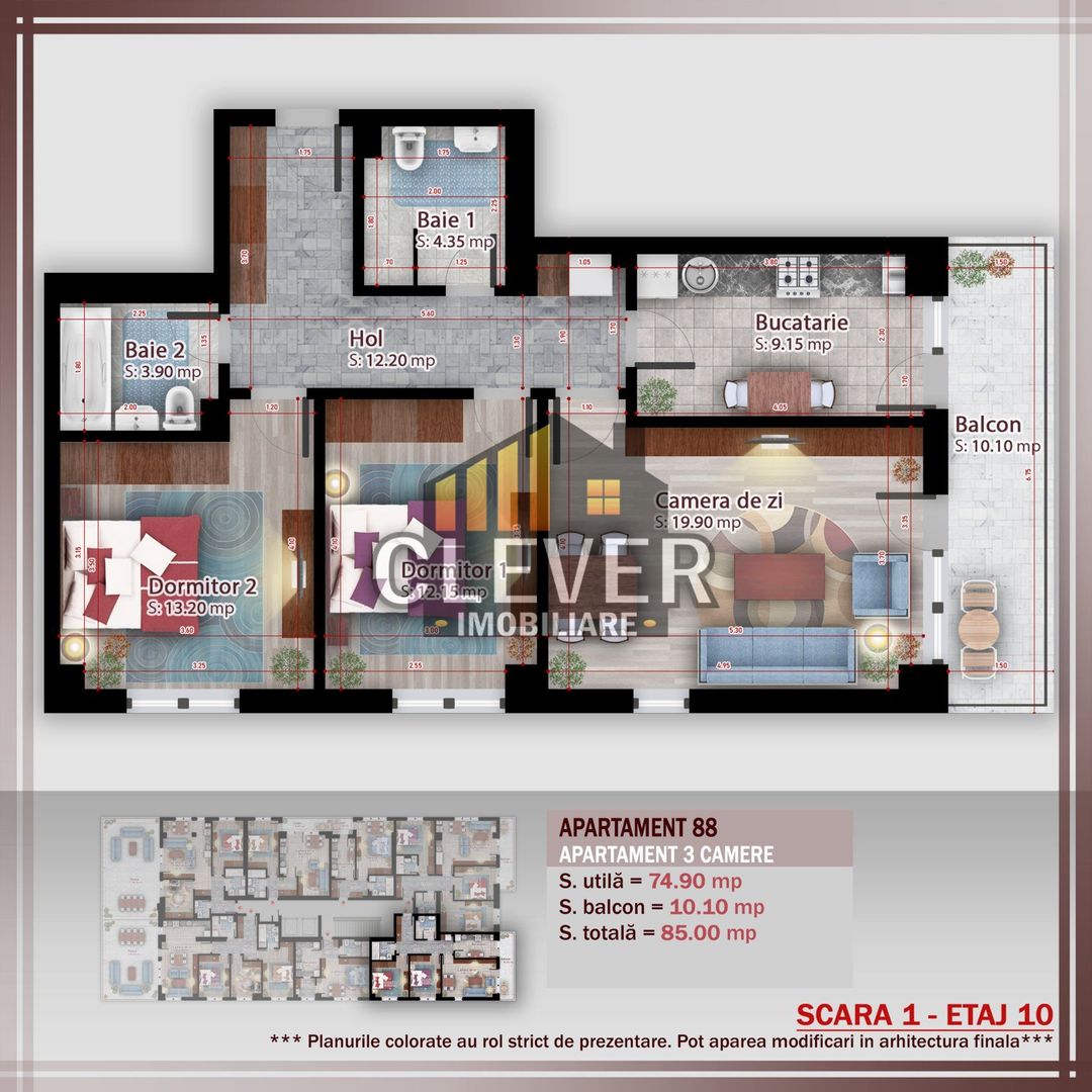 3 camere spațios 85mp, Pallady -  12 min Metrou Teclu - Poză 2