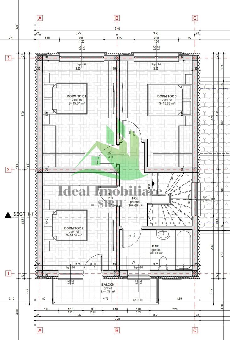 Casa Single cu 4 camere si carport, Zona Brana Selimbar - Schiță 9
