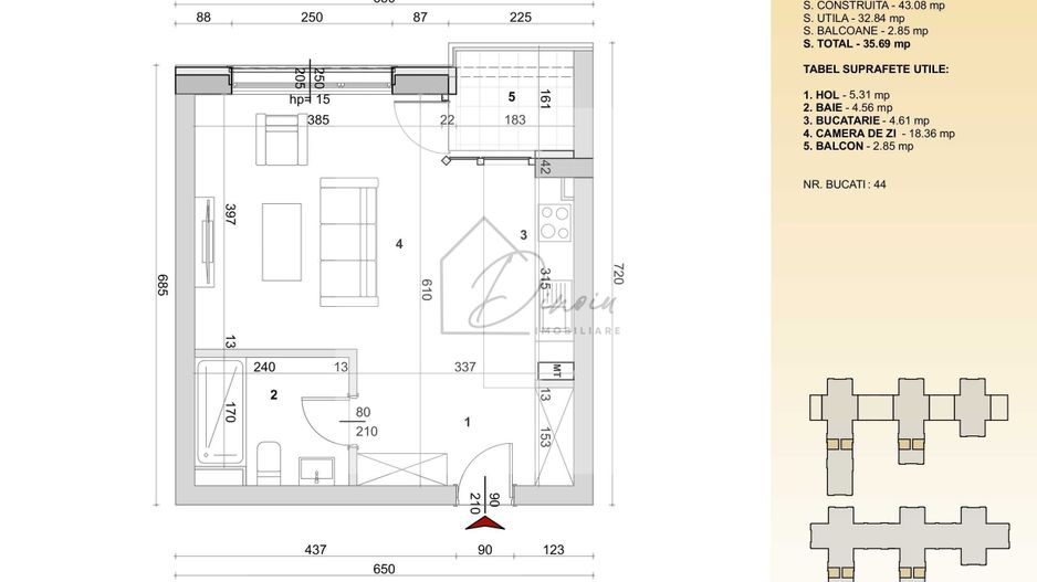 Obor Garsoniera 36 mp Obor High Garden East I Veranda Mall I Com 0% - Poză 3