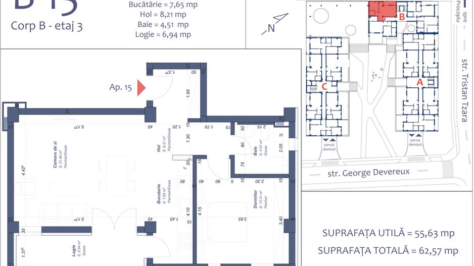 Apart. cu 2 camere, parcare subterana , Aradului - Schiță 20