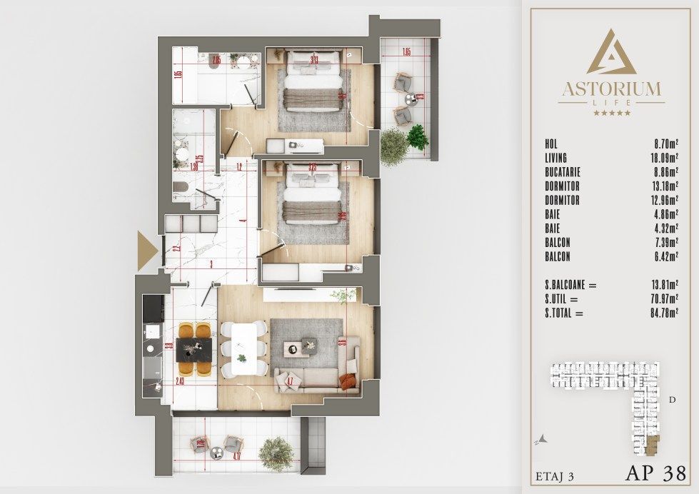 AP. 3CAM DECOMANDAT IN PROIECTUL ASTORIUM. FINISAJE PREMIUM! - Poză 2