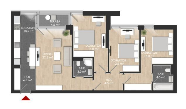 Apartament 4 camere | Balcon | Faza 3 - Poză 1