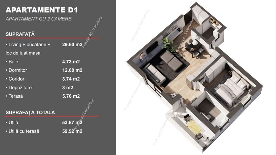 Apartament Nou 2 Camere | Parcul Terra- Dumbravita - Schiță 4