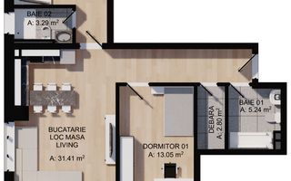 Apartament cu 3 camere/68mp/terasa 15mp/zona Eroilor. - Poză 3