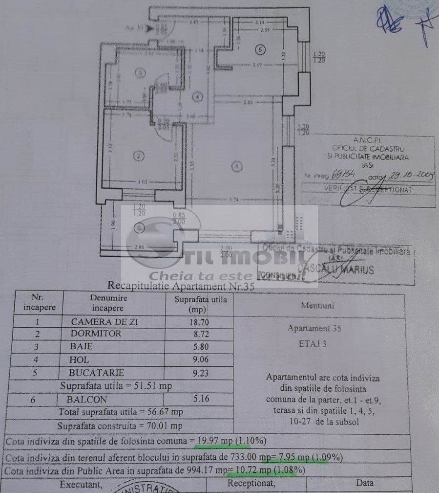 Apartament 2 cam, sd - Tatarasi - 57 mp, etaj 3, balcon - 90000 euro - Poză 7