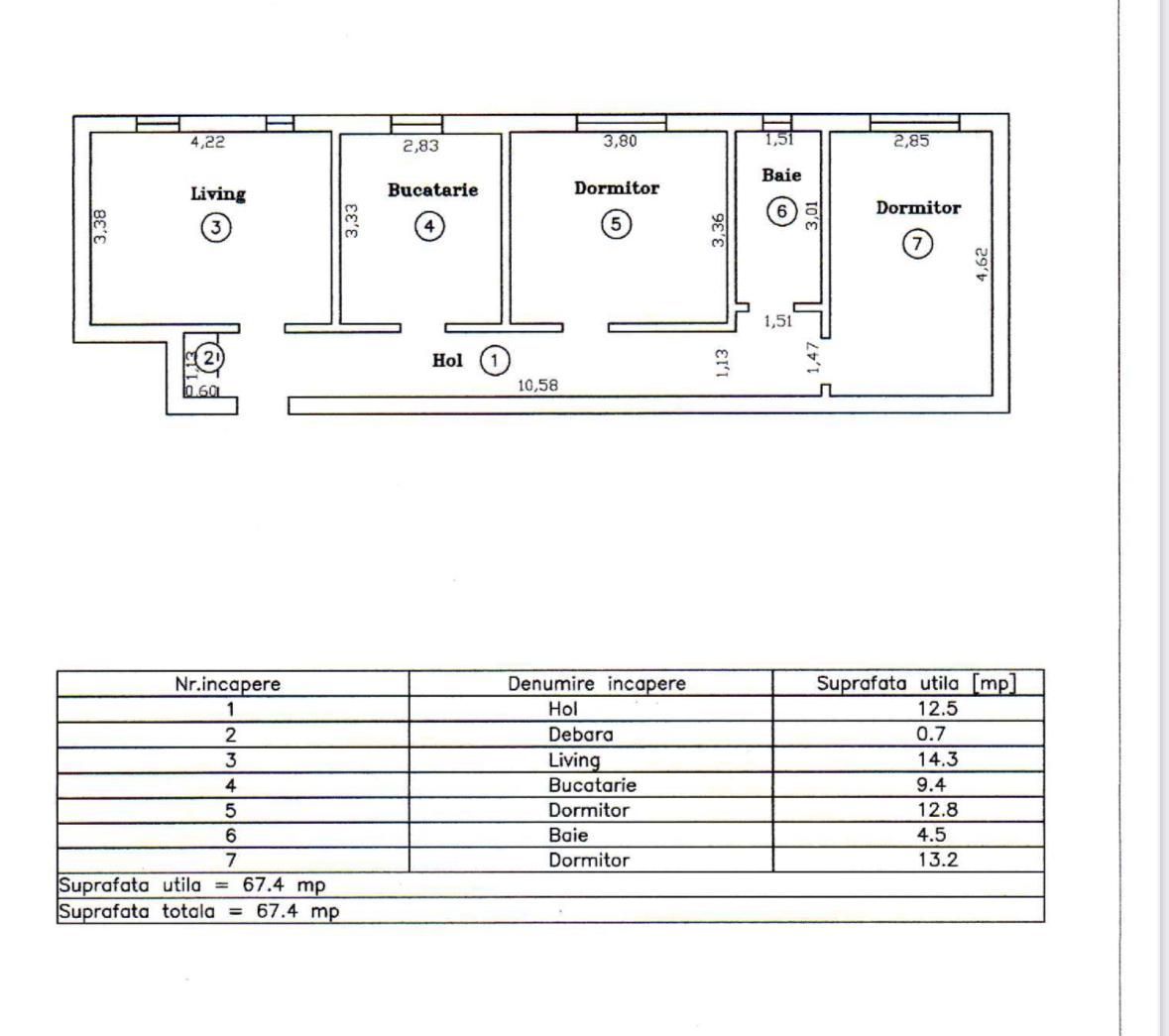 Dambovita | 3 Camere | Decomandat | Centrala Proprie - Schiță 11
