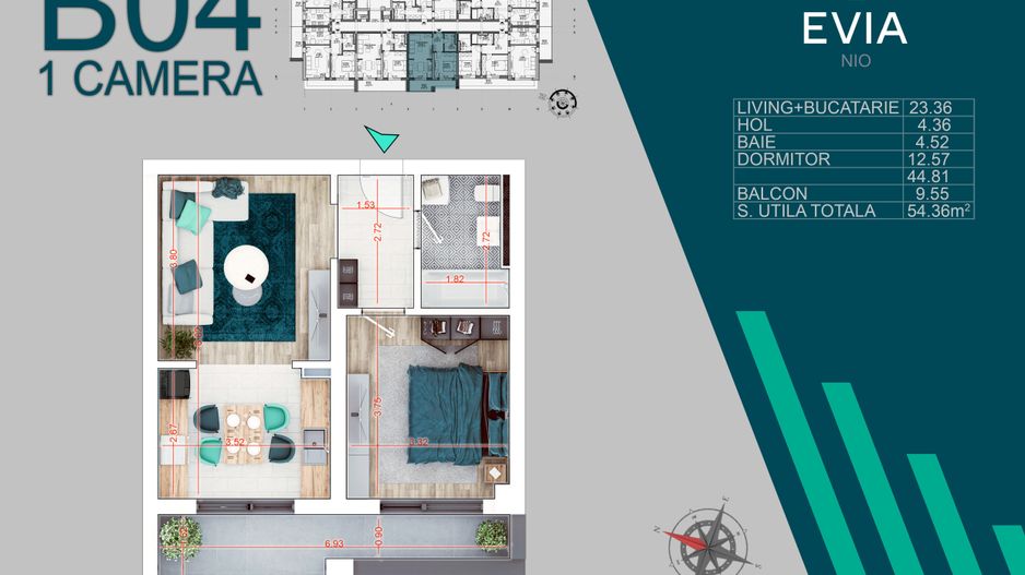 2 camere ideal investitie proiect premium - Schiță 7