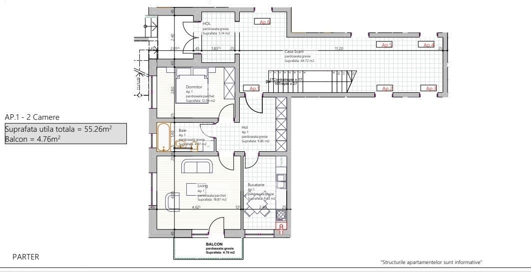 Ap 2 camere Subcetate Sanpetru - Poză 17