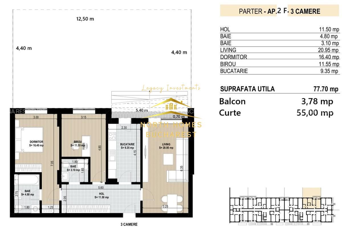 COMISON 0 -Apartament de vanzare cu GRADINA -3 CAMERE -OMV PIPERA - Poză 2