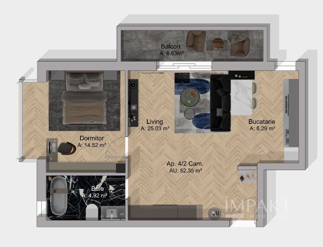 Apartament 2 Camere | Bloc Nou | Langa Padure | Terra, Floresti - Schiță 3
