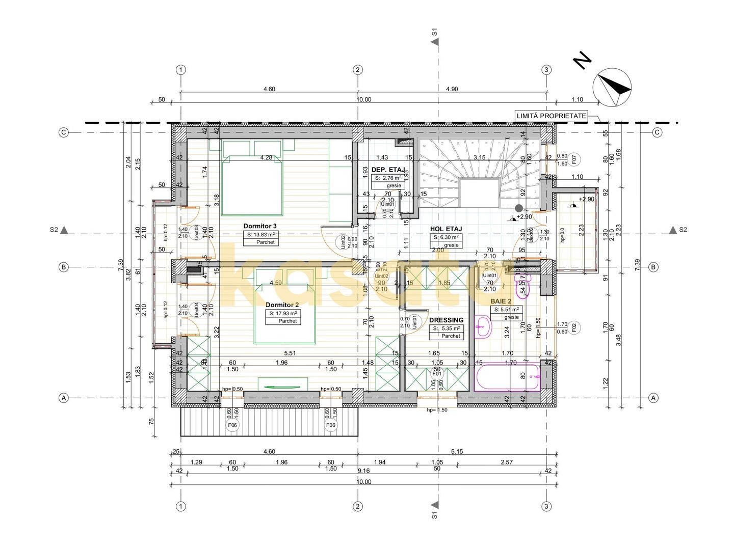 Casă NOUĂ cu 4 camere | Curte Liberă 280 mp | Bd. Uverturii – Virtuții - Schiță 30
