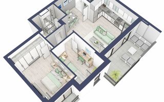 Apartament 3 camere | Balcoane 10.6 mp | Etaj 2 | Turnisor - Poză 3