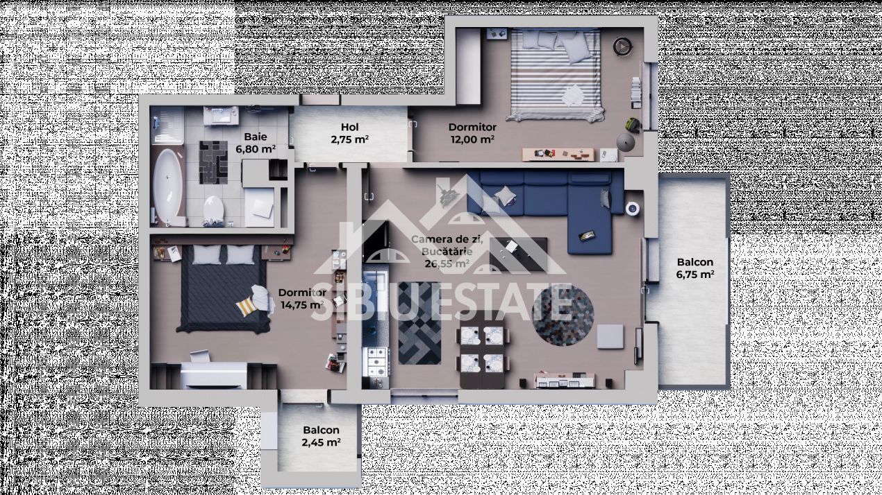 Apartament modern 3 camere, parcare, Calea Surii Mici,Sibiu - Poză 14