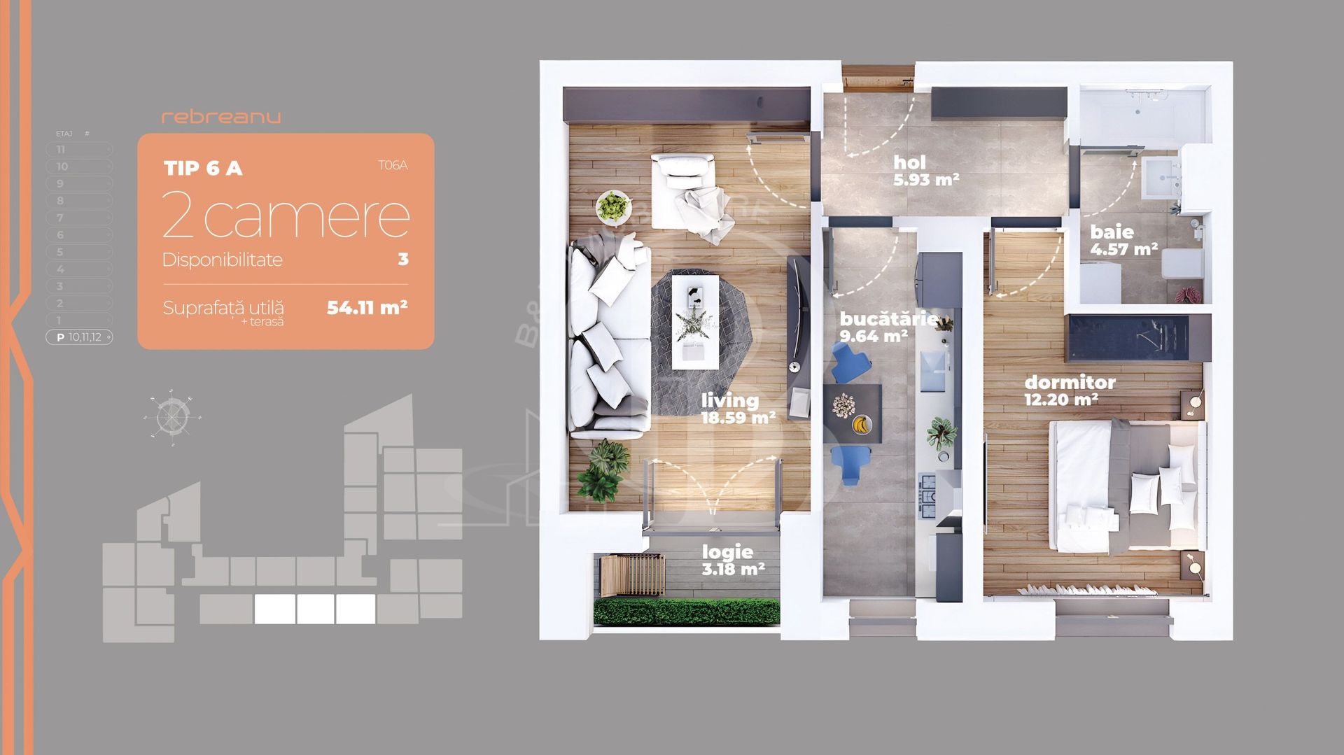 Apartament 2 camere Auchan Titan-Liviu Rebreanu-Sector 3 - Schiță 14